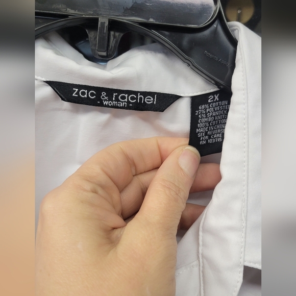 Zac & Rachel 2X White Button-Up Collared 3/4 Sleeve Shirt - Picture 4 of 6